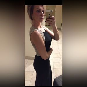 Women’s Beaded Formal Long Black Gown